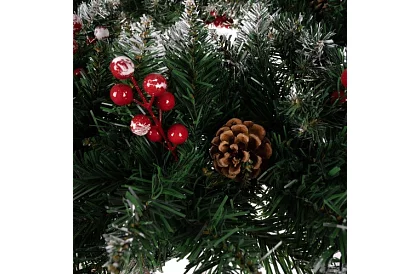 Coroana decorativă acoperită cu zăpadă pentru ușă