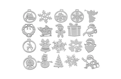 Decorațiuni de Crăciun din lemn alb 20 de bucăți