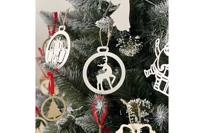 Decorațiuni de Crăciun din lemn alb 20 de bucăți