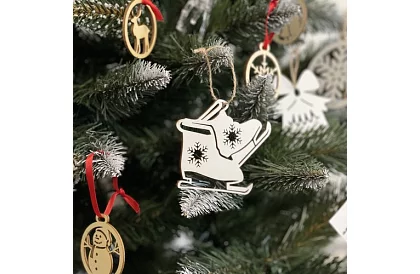 Decorațiuni de Crăciun din lemn alb 20 de bucăți