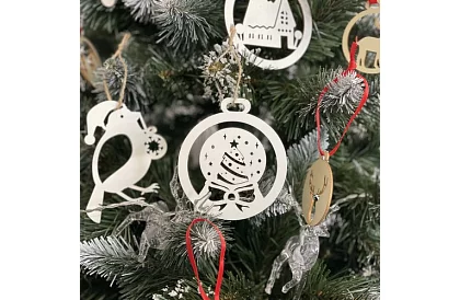 Decorațiuni de Crăciun din lemn alb 20 de bucăți