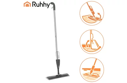 Mop plat cu pulverizator Ruhhy 300 ml + 3 cârpe