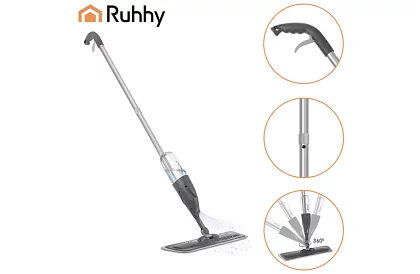 Mop plat cu pulverizator Ruhhy 300 ml + 3 cârpe