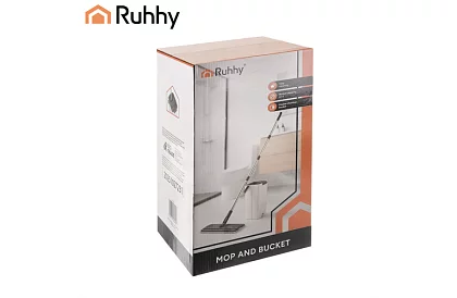 Mop plat cu fund plat + găleată de 8,5 litri – cu două compartimente și accesorii