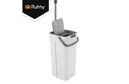 Mop plat cu fund plat + găleată de 8,5 litri – cu două compartimente și accesorii
