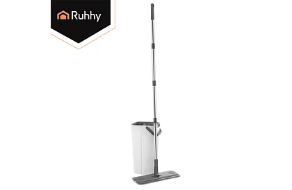 Mop plat cu fund plat + găleată de 8,5 litri – cu două compartimente și accesorii