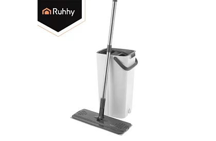 Mop plat cu fund plat + găleată de 8,5 litri – cu două compartimente și accesorii