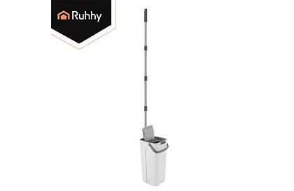 Mop plat cu fund plat + găleată de 8,5 litri – cu două compartimente și accesorii