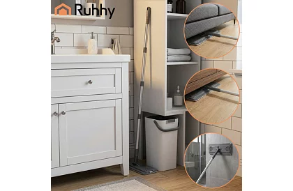 Mop plat cu fund plat + găleată de 8,5 litri – cu două compartimente și accesorii