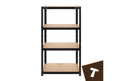 Raft metalic negru de depozit, 4 rafturi - 150x75x30 cm