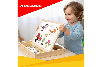 Tablă magnetică dublă - 108 bucăți de accesorii