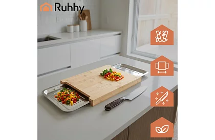 Placă de bambus cu recipiente retractabile