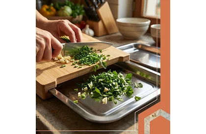 Placă de bambus cu recipiente retractabile