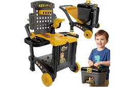 Atelier pentru copii 3 în 1, cărucior cu unelte - 59 de piese