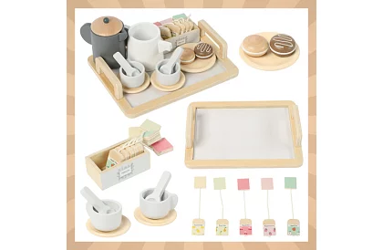 Set de ceai din lemn - set mare de ceai