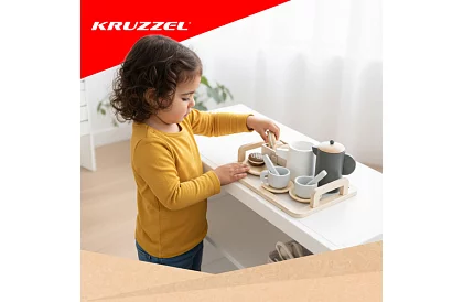 Set de ceai din lemn - set mare de ceai