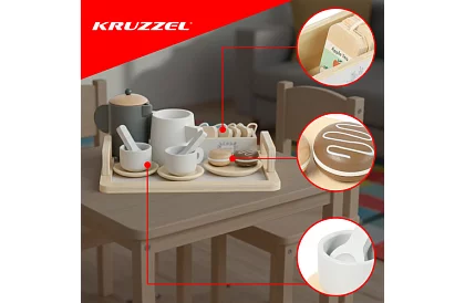 Set de ceai din lemn - set mare de ceai