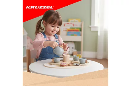 Set de ceai din lemn - gri