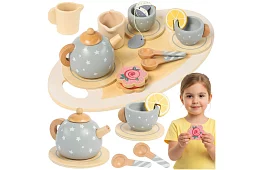 Set de ceai din lemn - gri