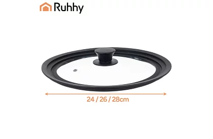 Capacul universal din silicon și sticlă 3 în 1 - diametru 24/26/28 cm
