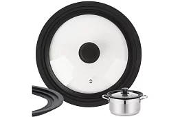 Capacul universal din silicon și sticlă 3 în 1 - diametru 24/26/28 cm