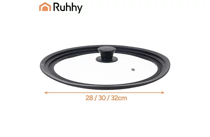 Capacul universal din silicon și sticlă 3 în 1 - diametru 28/30/32 cm