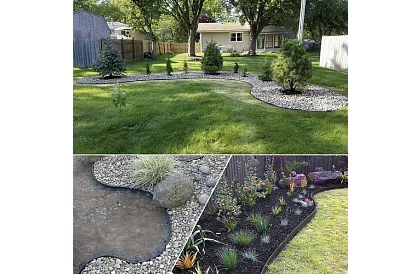 Bordură invizibilă 6 cm x 10 m - Margine de grădină neagră + 20 de țăruși