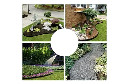 Bordură invizibilă 6 cm x 10 m - Margine de grădină neagră + 20 de țăruși