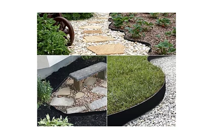 Bordură invizibilă 6 cm x 10 m - Margine de grădină neagră + 20 de țăruși