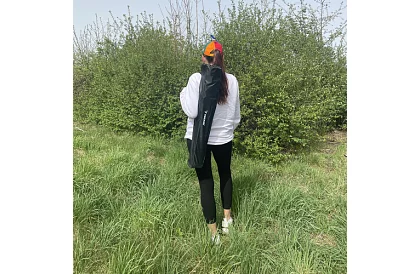 Set de camping, negru - masă de pescuit + două scaune