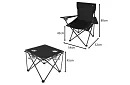 Set de camping, negru - masă de pescuit + două scaune