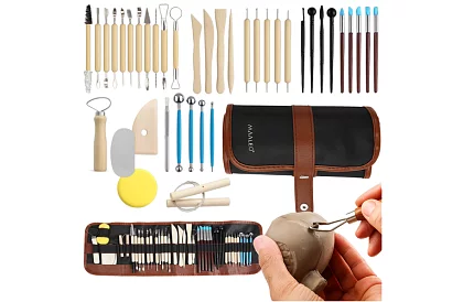Set de unelte pentru sculptură și modelare – 40 de piese în husă