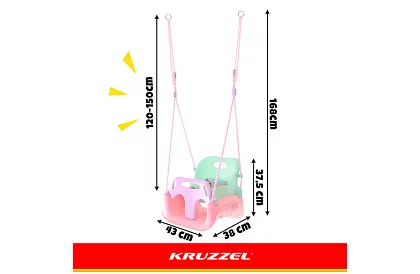 Leagăna colorată pentru copii 3 în 1 - până la 30 kg - roz-verde