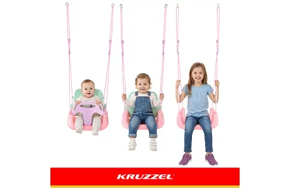 Leagăna colorată pentru copii 3 în 1 - până la 30 kg - roz-verde