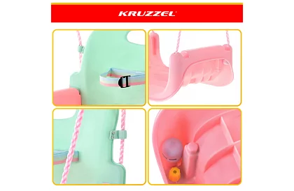 Leagăna colorată pentru copii 3 în 1 - până la 30 kg - roz-verde