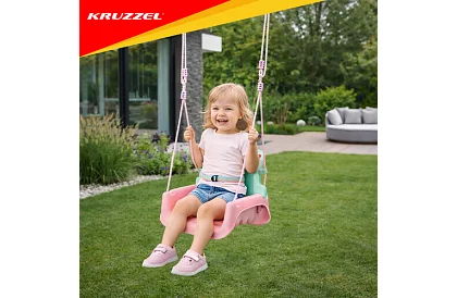 Leagăna colorată pentru copii 3 în 1 - până la 30 kg - roz-verde