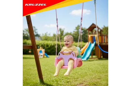 Leagăna colorată pentru copii 3 în 1 - până la 30 kg - roz-verde