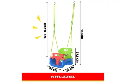 Leagăna colorată pentru copii 3 în 1 - până la 30 kg - verde-albastră