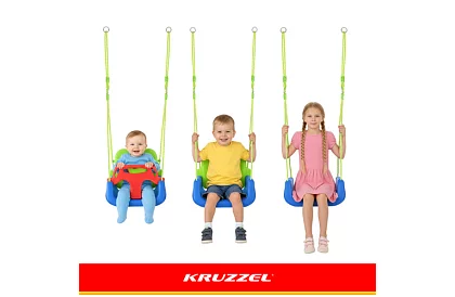 Leagăna colorată pentru copii 3 în 1 - până la 30 kg - verde-albastră