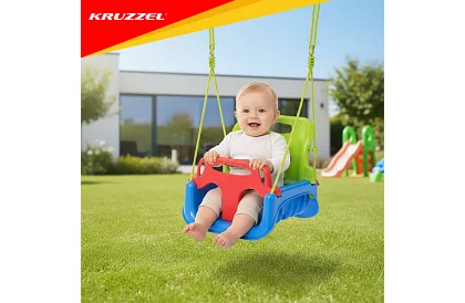 Leagăna colorată pentru copii 3 în 1 - până la 30 kg - verde-albastră