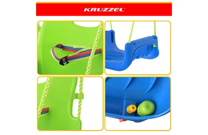 Leagăna colorată pentru copii 3 în 1 - până la 30 kg - verde-albastră