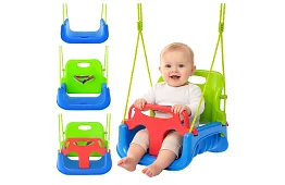 Leagăna colorată pentru copii 3 în 1 - până la 30 kg - verde-albastră