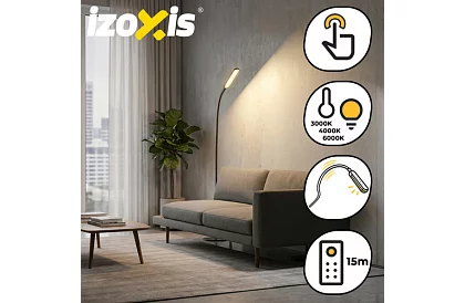 Lampa de podea LED dimabilă 180 cm – neagră cu telecomandă