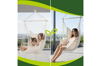 Scaun suspendat de grădină BOHO 2 în 1 – bej