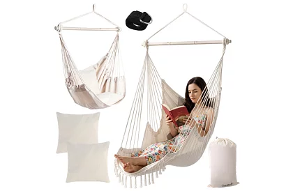 Scaun suspendat de grădină BOHO 2 în 1 – bej