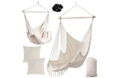 Scaun suspendat de grădină BOHO 2 în 1 – bej