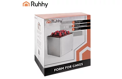 Formă de tort rectangulară ajustabilă 20–38 × 24–45 cm, înălțime 15 cm
