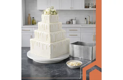 Formă de tort rectangulară ajustabilă 20–38 × 24–45 cm, înălțime 15 cm