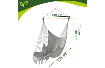 Scaun suspendat de grădină BOHO 2 în 1 - gri