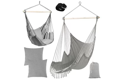 Scaun suspendat de grădină BOHO 2 în 1 - gri